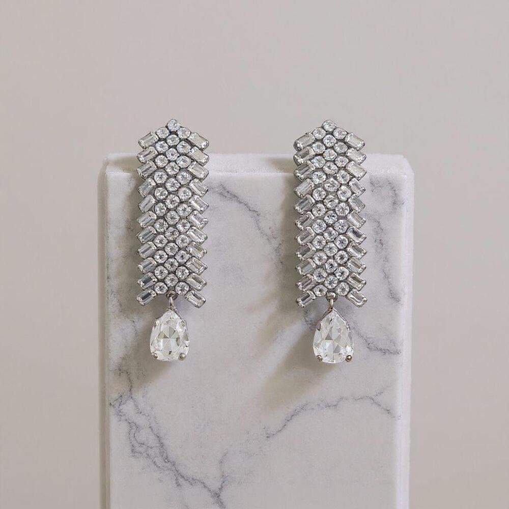 Articulated Austria Earrings – Silver Tone with Teardrop Dangle